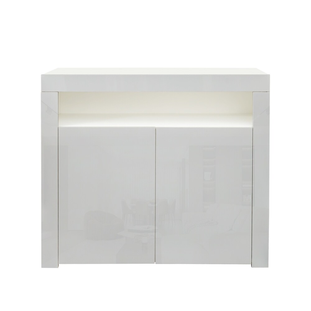 Modern Sideboard Storage Cabinet with LED Light and 2 Doors