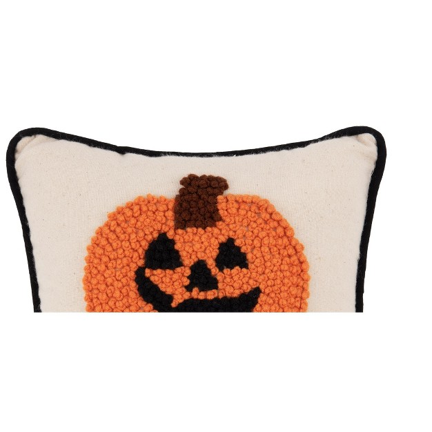 Pumpkin Jack o lantern French Knot Halloween Throw Pillow