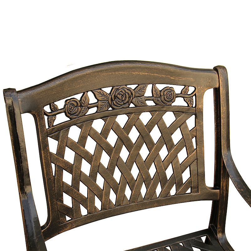 Rose Detail Ornate Lattice Round Dining Table and Chair 5-piece Set