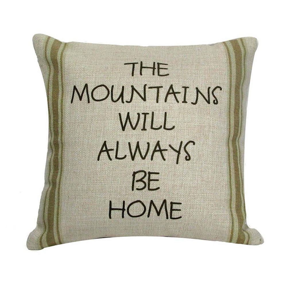 12 Black and Green Striped 'The Mountains Will Always Be Home' Throw Pillow