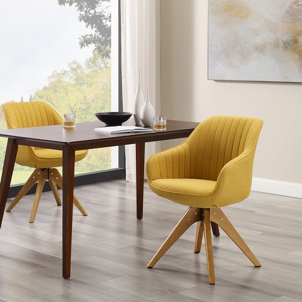 Art Leon Swivel Dining Chairs with Wood Legs (Set of 2)