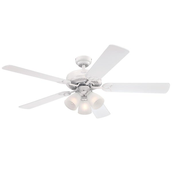 Westinghouse Lighting Vintage 52-Inch Indoor 5-Blade Ceiling Fan， Dimmable LED Light with Clear Ribbed Glass Shopping - The Best Deals on Ceiling Fans | 39655602