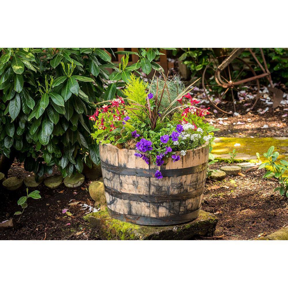 26 in. Dia x 17.5 in. H White Oak Wood Whiskey Barrel B100