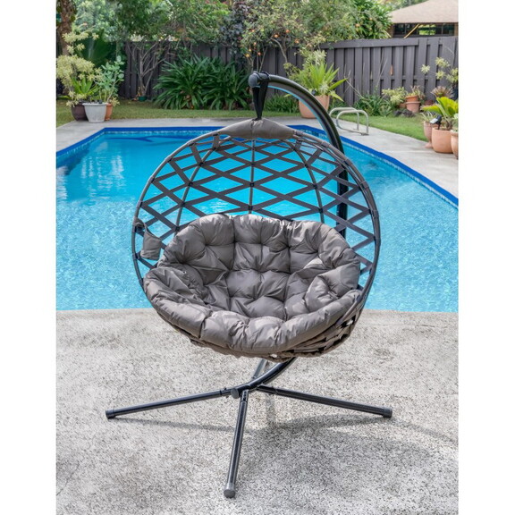 66 H x 40 W x 43 D Outdoor Beige Crossweave Hangin...