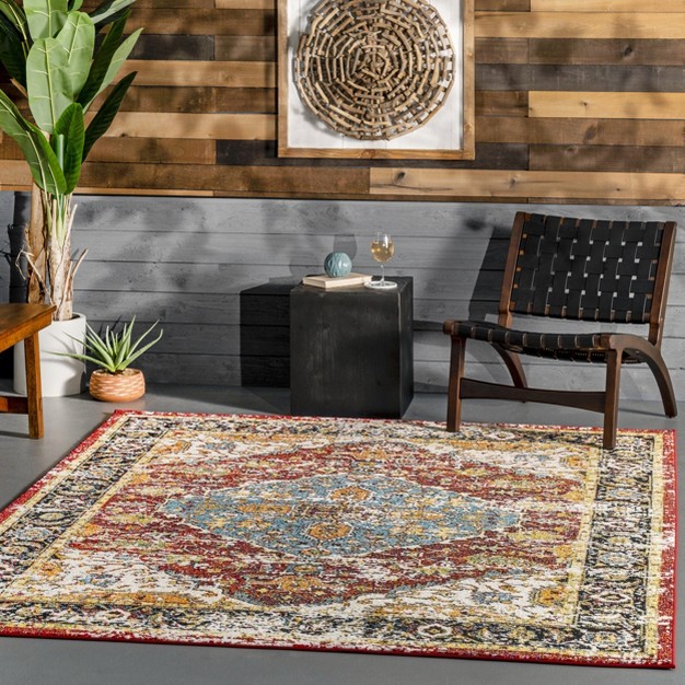 Nuloom Indoor outdoor Transitional Medallion Muriel Patio Area Rug