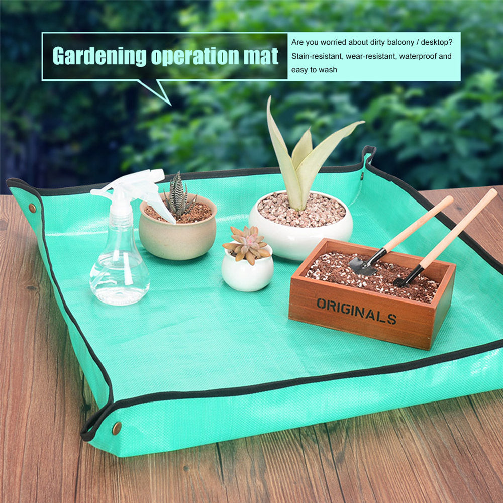 2Pack Plant Repotting Square Mats,39.3Inch Foldable Garden Transplanting Work Cloth,Waterproof Oxford and PVC Dirty Catcher Gardening Succulent Potting Tarp for Indoor Bonsai Succulents Plant Care