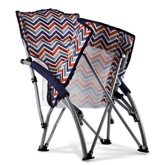 Picnic Time Tranquility Portable Beach Chair Navy Blue gray