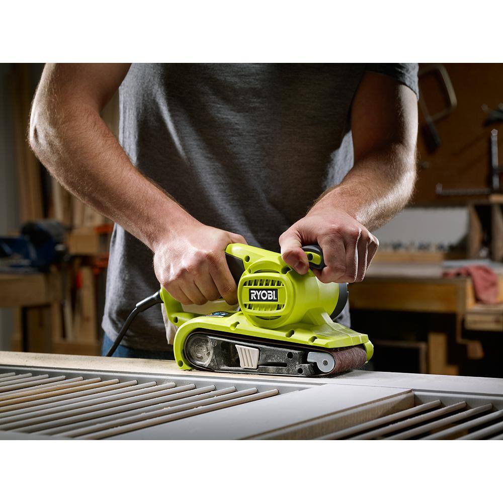 RYOBI 6 Amp Corded 3 in.W x 18 in.L Portable Belt Sander BE319