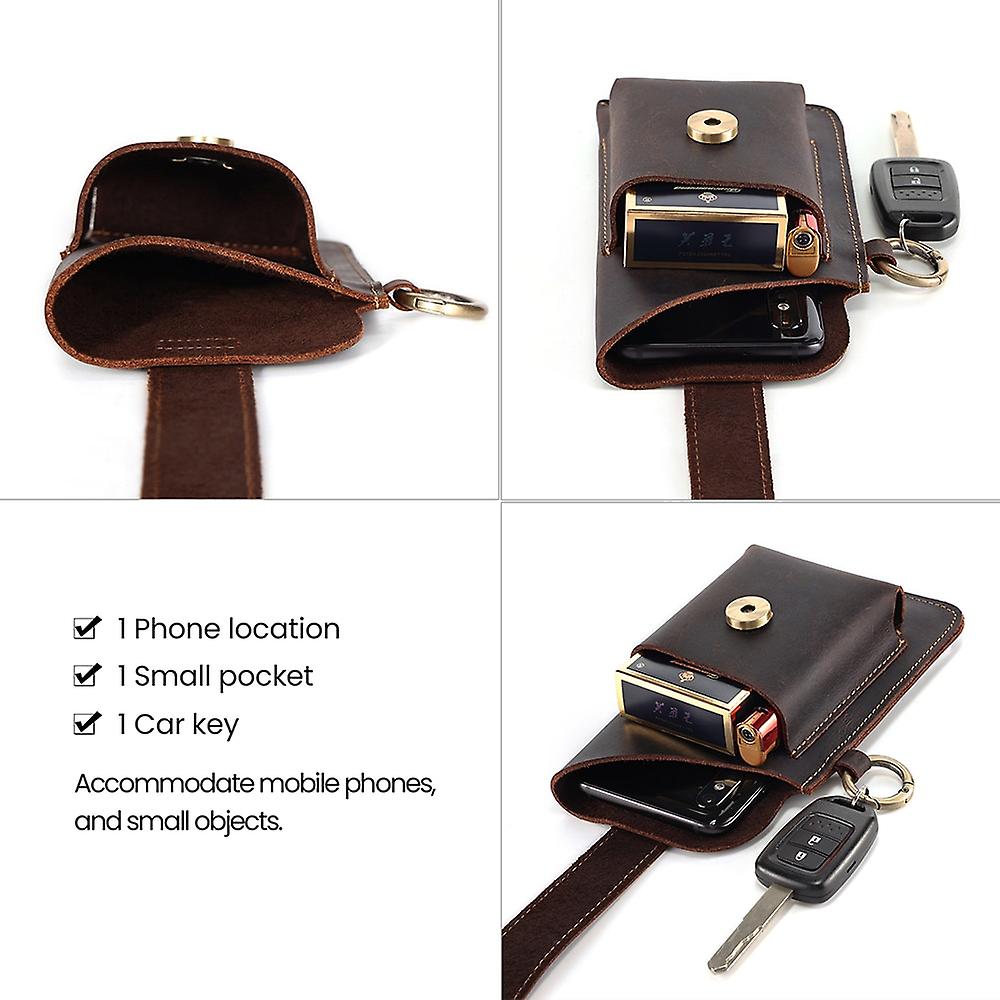 Tool Organizer Multifunctional Leather Mobile Phone Bag Vintage Leather Belt Waist Bag Men Holster Portable Key Holder