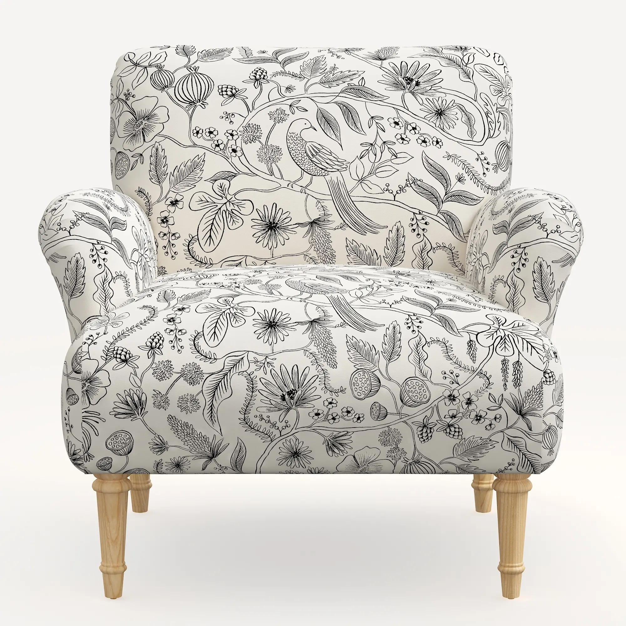 Rifle Paper Co. Bristol Aviary Cream and Black Accent Chair