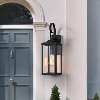 TRUE FINE Jefferson 19.3 in. 1-Light Large Black Hardwired Outdoor Wall Lantern Sconce TD40016OT