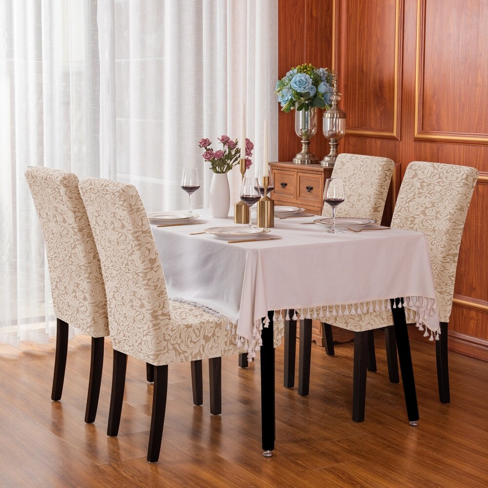 Subrtex Set of 2 Stretch Dining Chair Cover Jacquard Damask Slipcovers