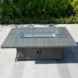 moda furnishings Ada Gray 1-Piece Wicker Patio Fire Pit Table 1106R-T-GR