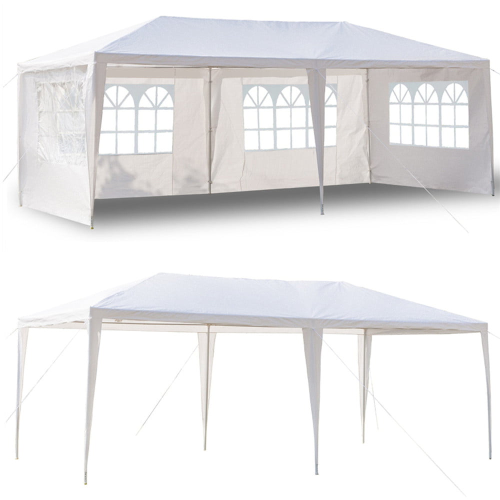 10 x 20 Ft Party Tent 4 Sides Wall Patio Canopy Tent with Iron Tube Frame Outdoor Wedding BBQ Parking Gazebo Pavilion