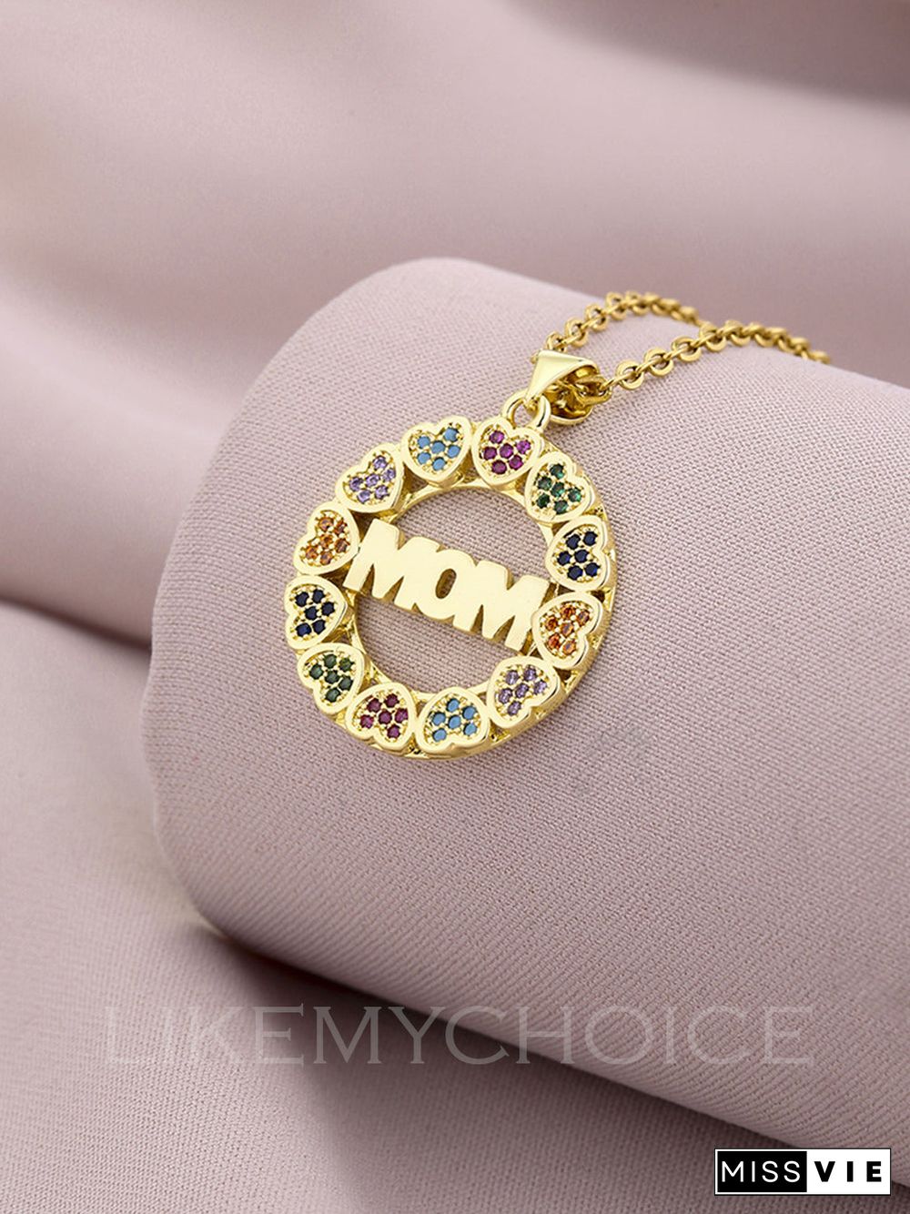 Fashion Copper With Zirconia Heart-Shaped Elegant Mom Necklace