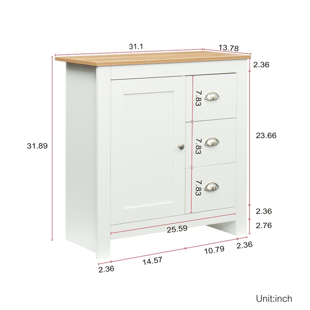 Kitchen Sideboard Buffet Storage Cabinet with 3 Drawers and Door