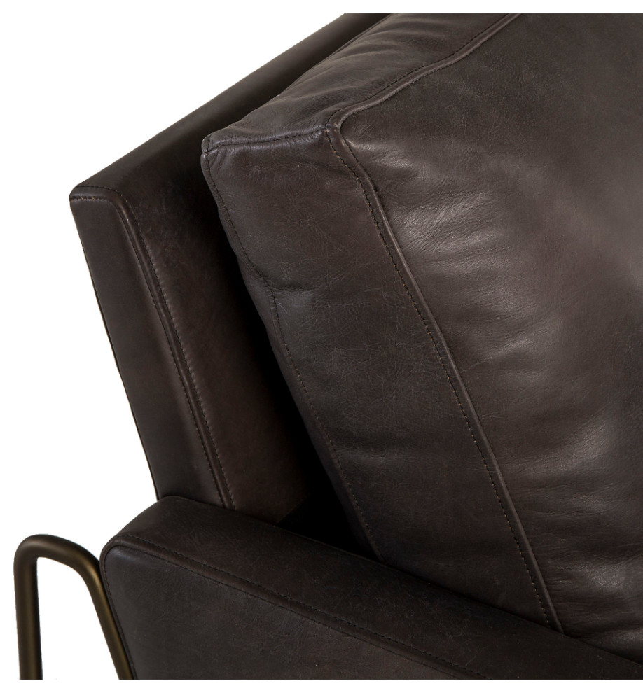 Destroyed Black Leather Upholstery Chair  Andrew Martin Vanessa   Industrial   Armchairs And Accent Chairs   by Oroa   Distinctive Furniture  Houzz