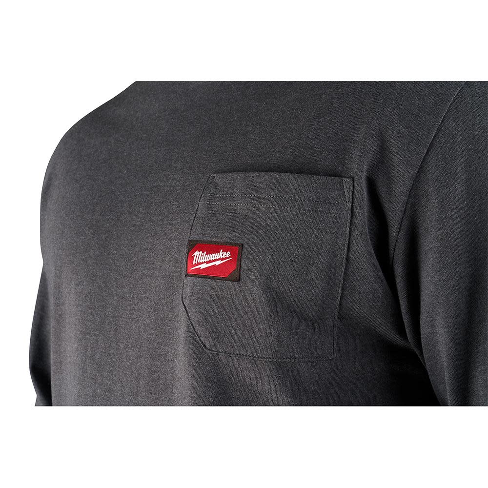 Heavy Duty Gray Pocket Long Sleeve T-Shirt ; 3X