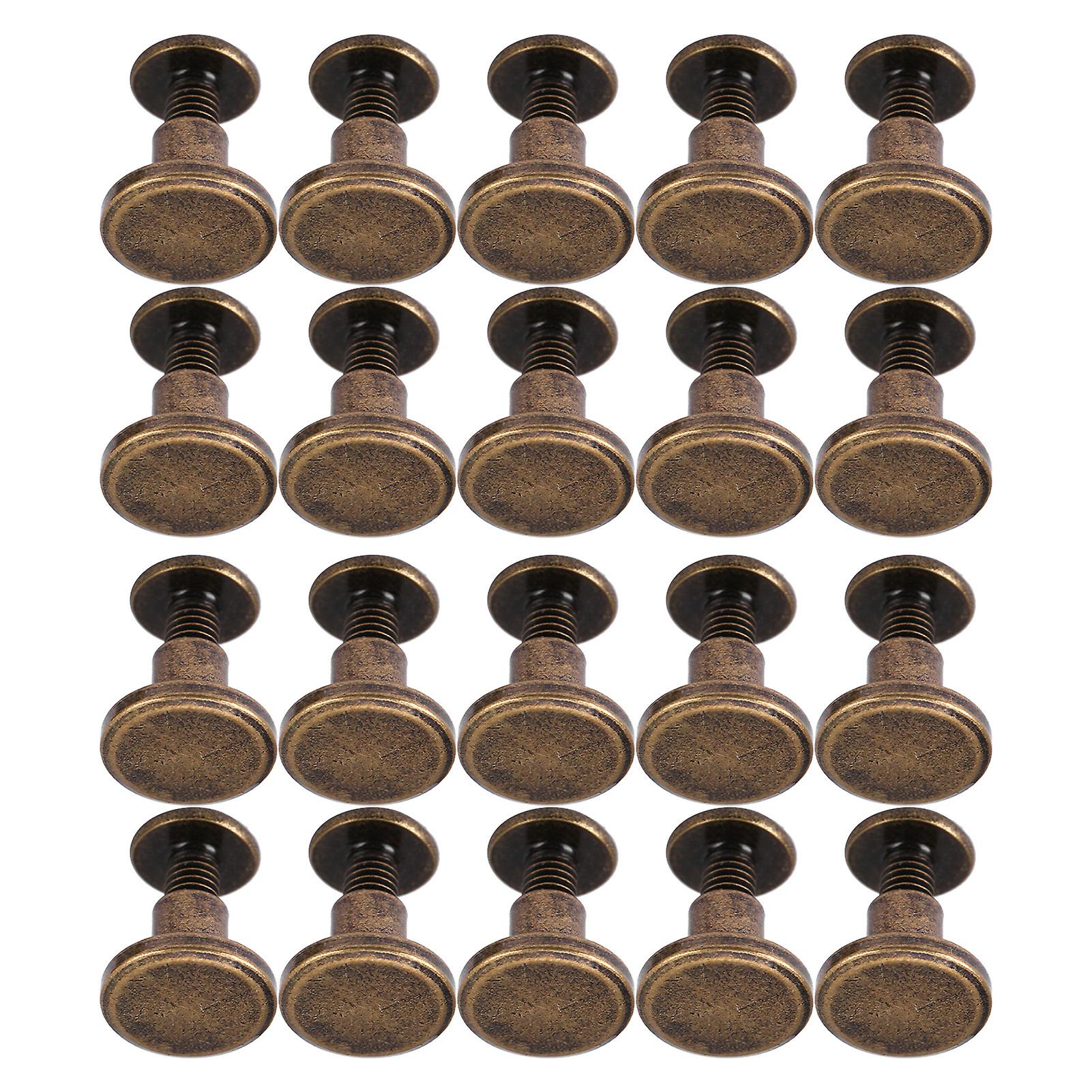 20pcs Flat Head Copper Brass Screws Nuts Nails Rivets Leather Cap Accessory (6.5mm)