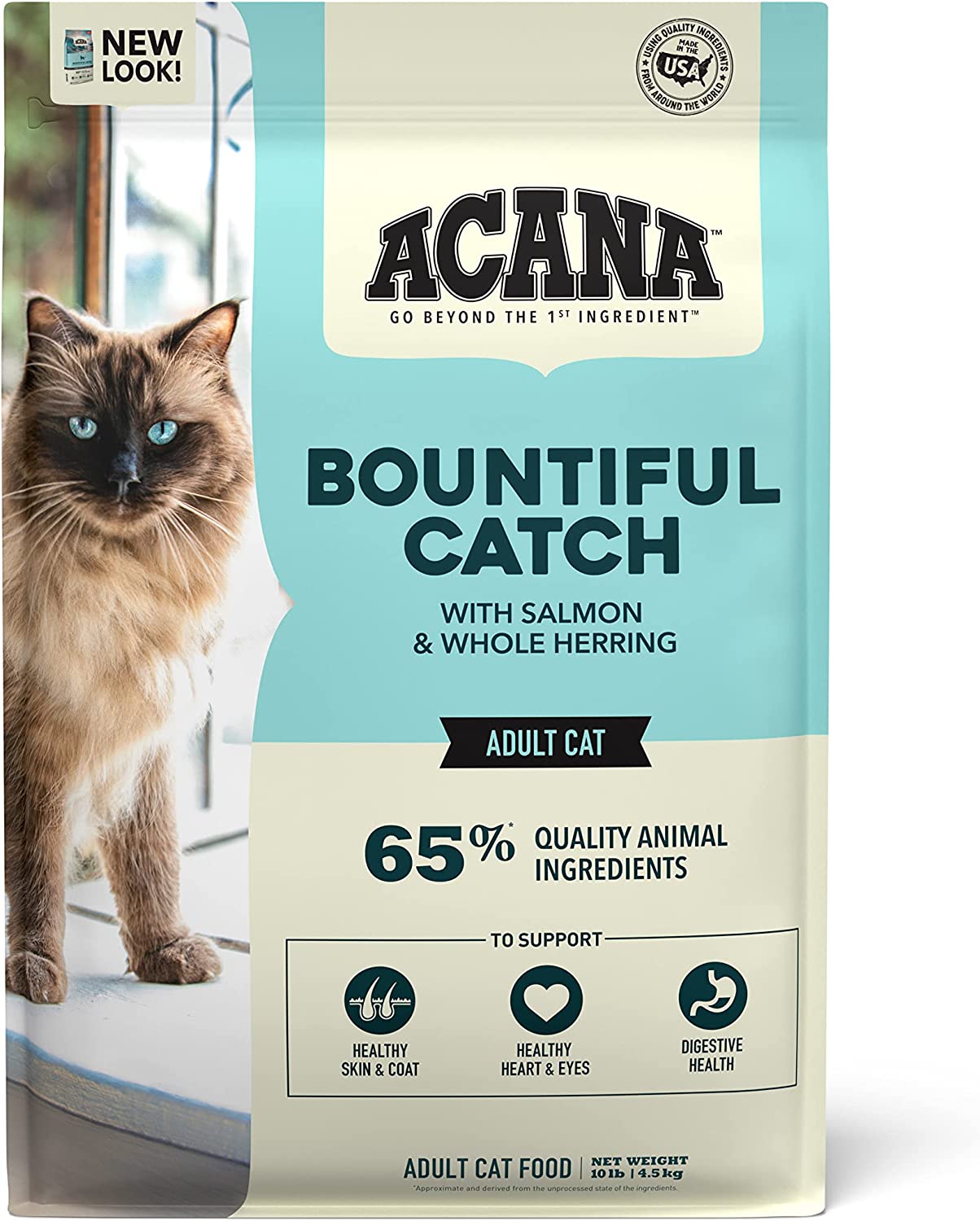 Acana Dry Cat Food， Bountiful Catch， Salmon， Catfish， and Herring， 10lb