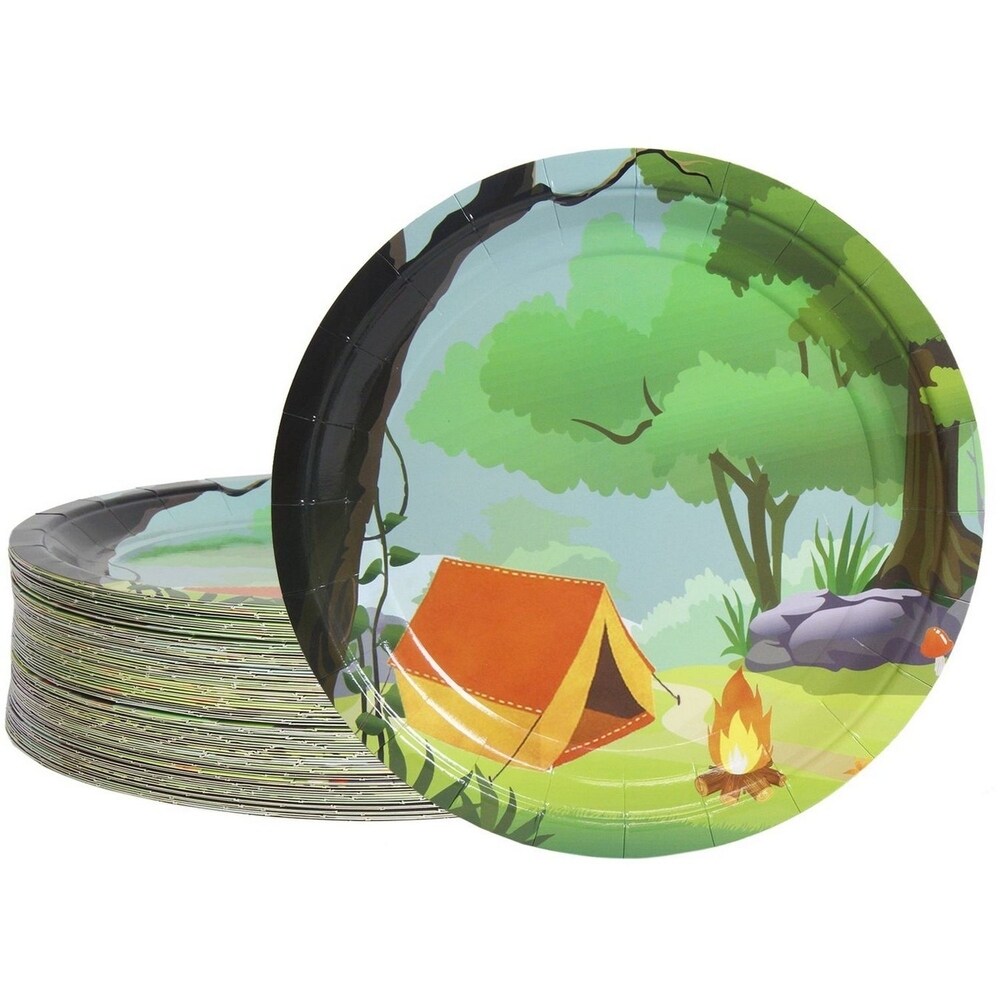80 Pack Disposable Paper Plates  Camping Party Supplies for Dinner  9\