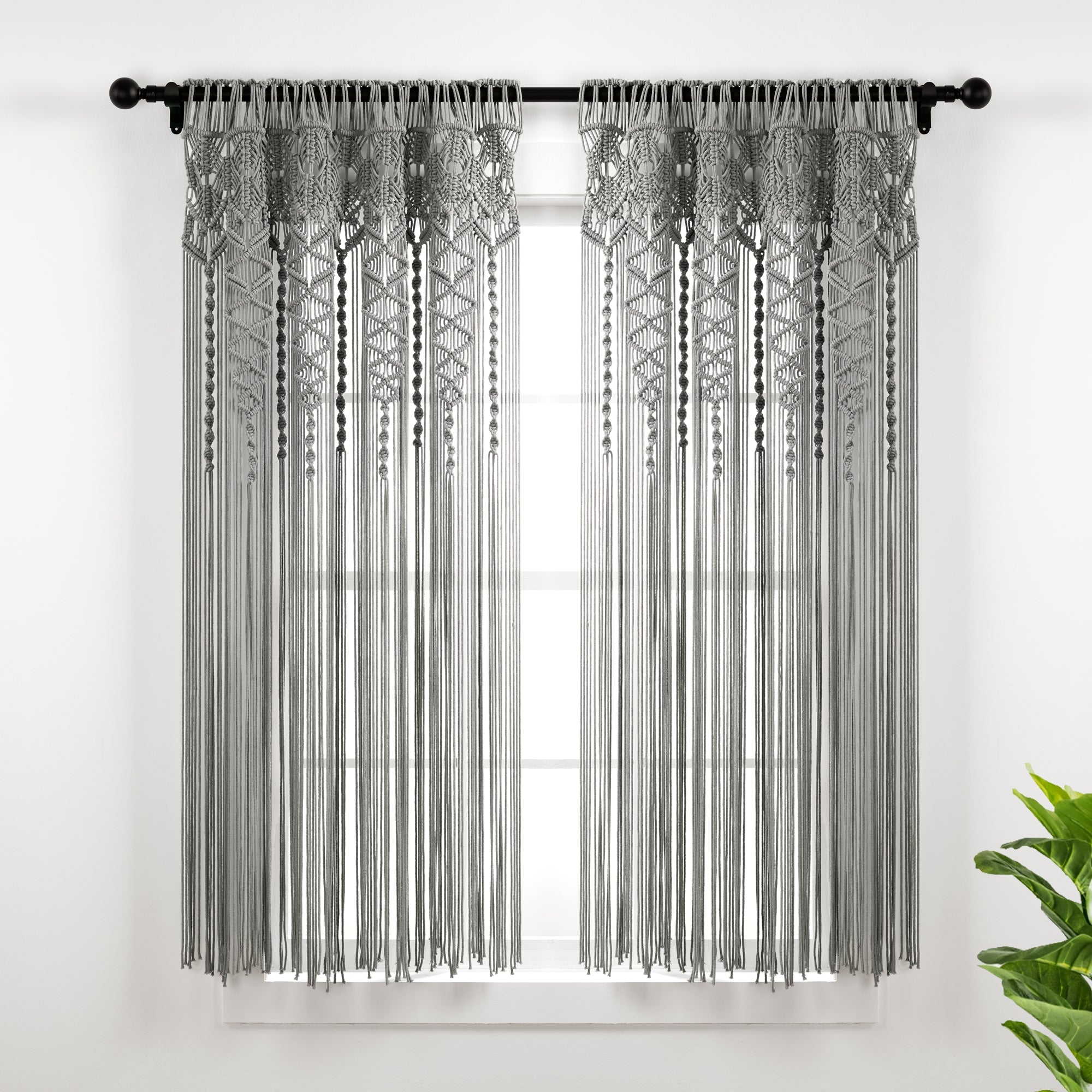 Boho Macrame Textured Cotton Window Curtain