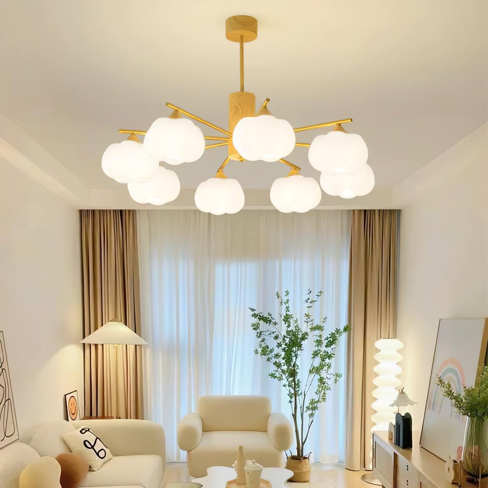 Wooden Cotton Balls Chandelier