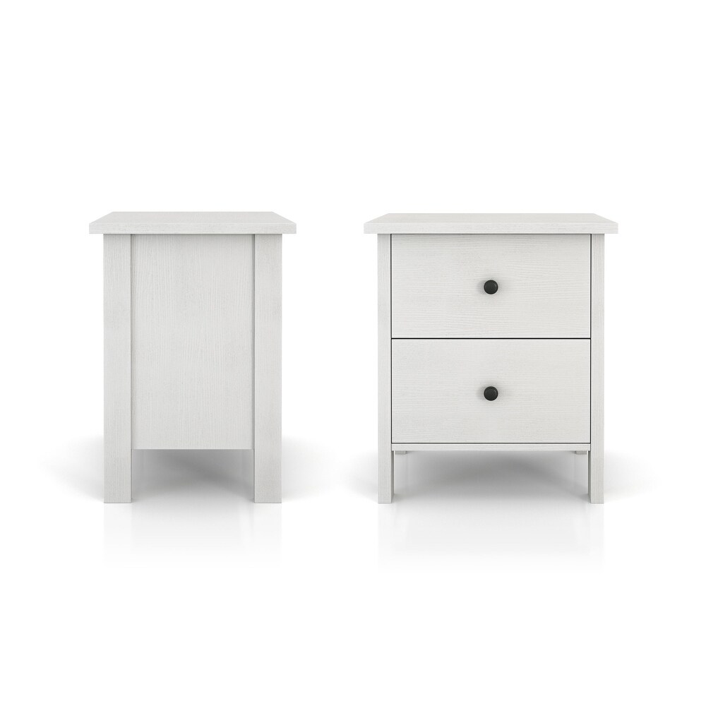 DH BASIC Transitional Neutral Finish 2 Drawer Nightstand by Denhour