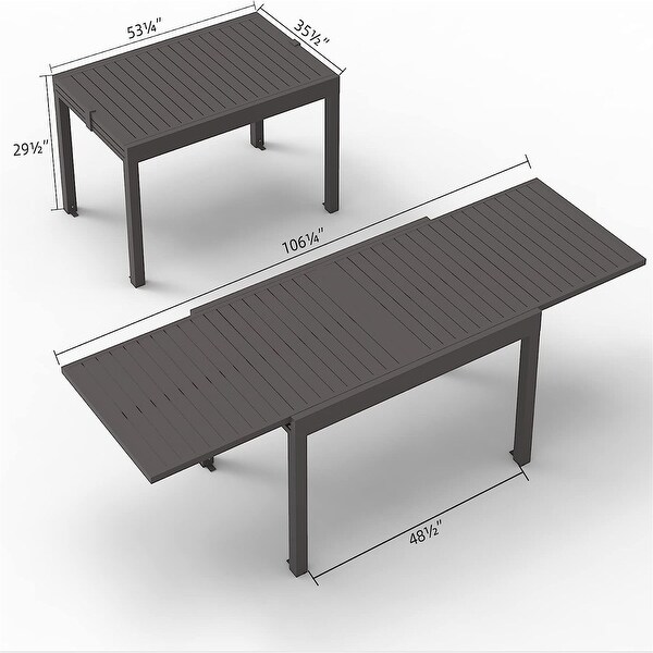 Extendable Patio Dining Table，Metal Indoor Outdoor 53