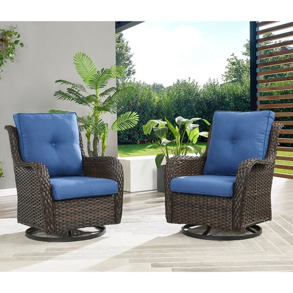 Pocassy 5Piece Outdoor Furniture Set，Swivel chairs with Ottomans