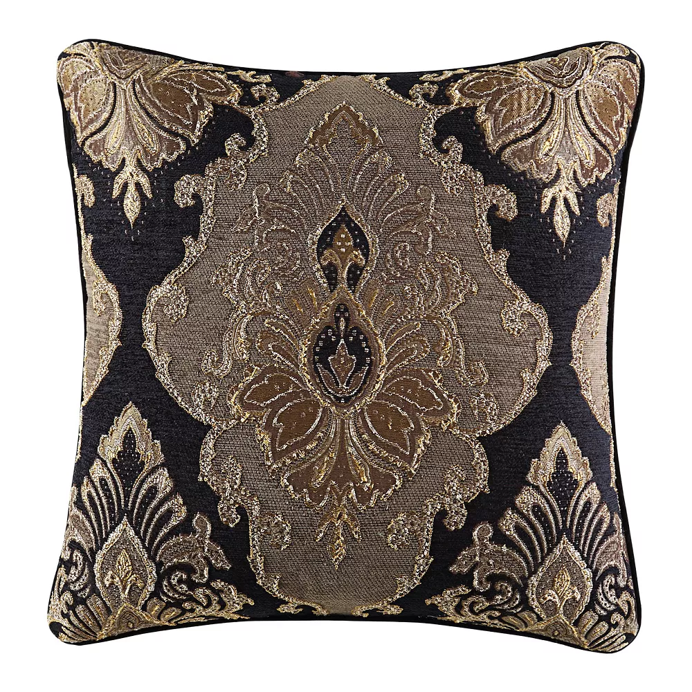 Five Queens Court Brooke Black 20 Square Decorative Throw Pillow