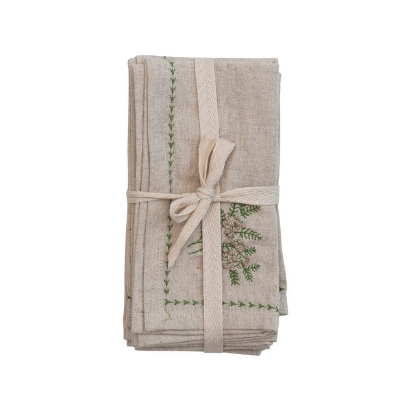 Cotton and Linen Napkins with Embroidery and French Knots