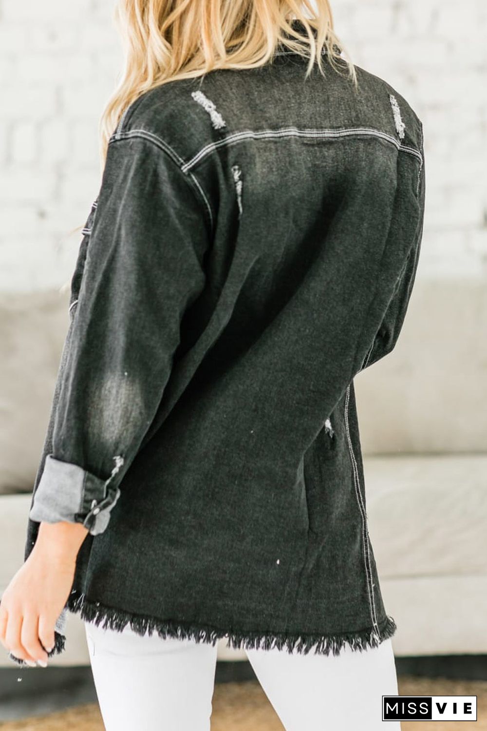 Black Distressed Denim Jacket