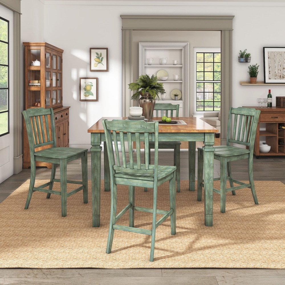 Elena Extendable Counter Height Dining Set with Slat Back Chairs by iNSPIRE Q Classic