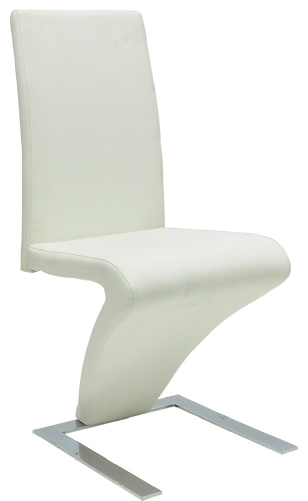 vidaXL Dining Chairs 2 Pcs High Back Kitchen Side Chair White Faux Leather   Contemporary   Dining Chairs   by vidaXL LLC  Houzz