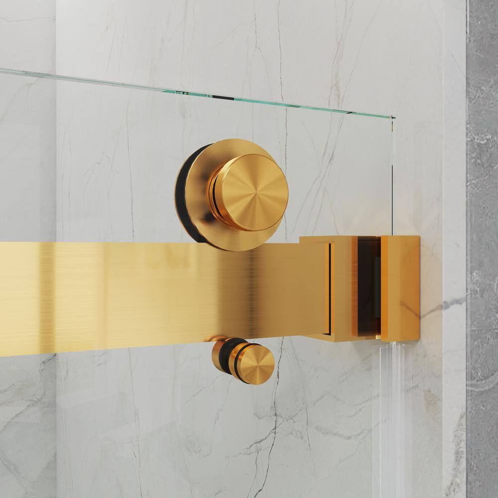 MCOCOD 60 in. W x 60 in. H Double Sliding Frameless Tub Door in Brushed Gold with Smooth Sliding and 38 in.(10 mm) Clear Glass DS01-60x60-BG