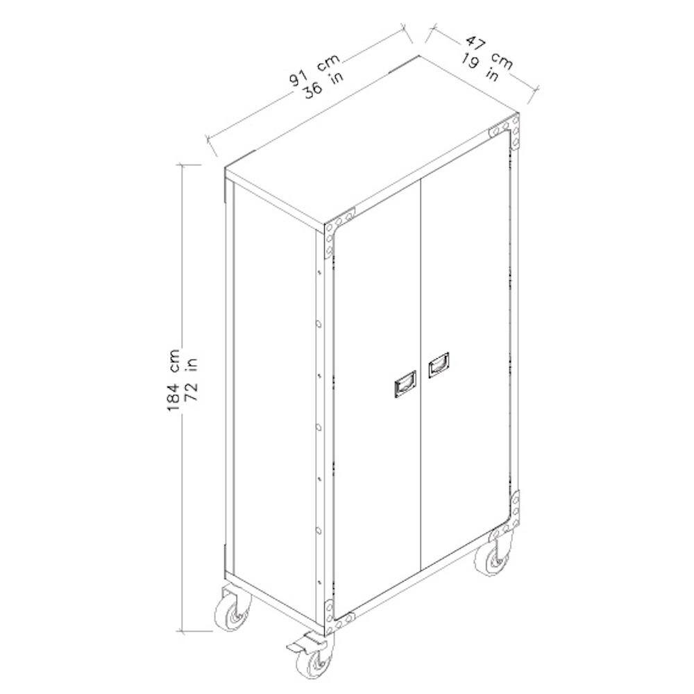 DURAMAX 36 in. Industrial Black Metal with Wood Free Standing Cabinet with Wheels 68010