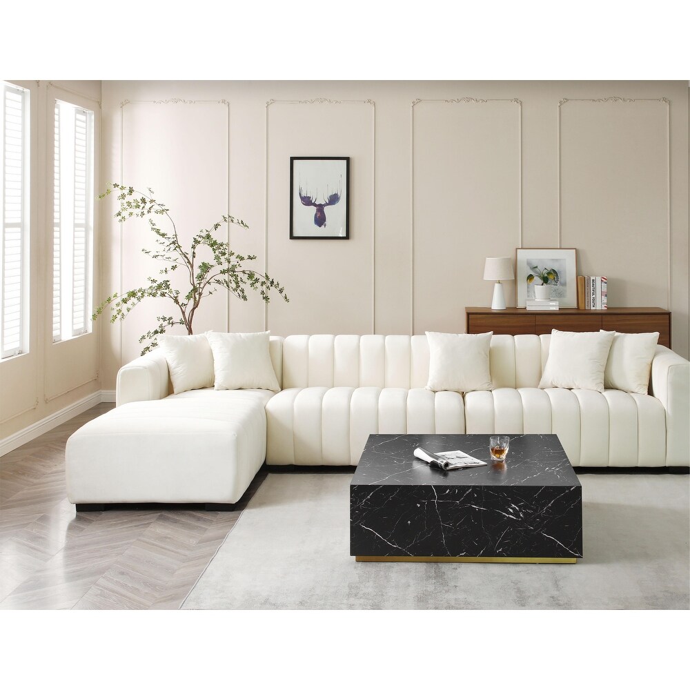 Marble Coffee Tables Square End Tables with Gold Pedestal Sofa Tables