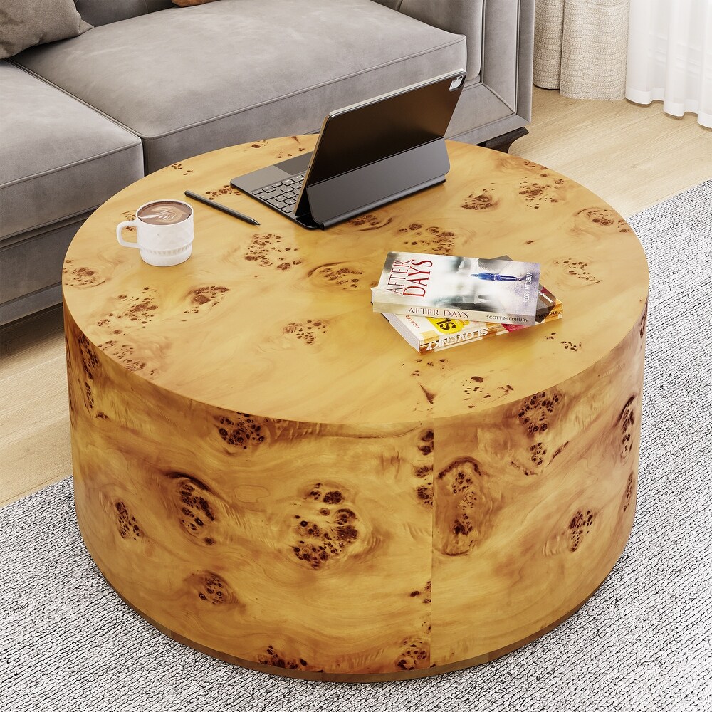 Modern Round Tree Burls Wood Coffee Table   35\