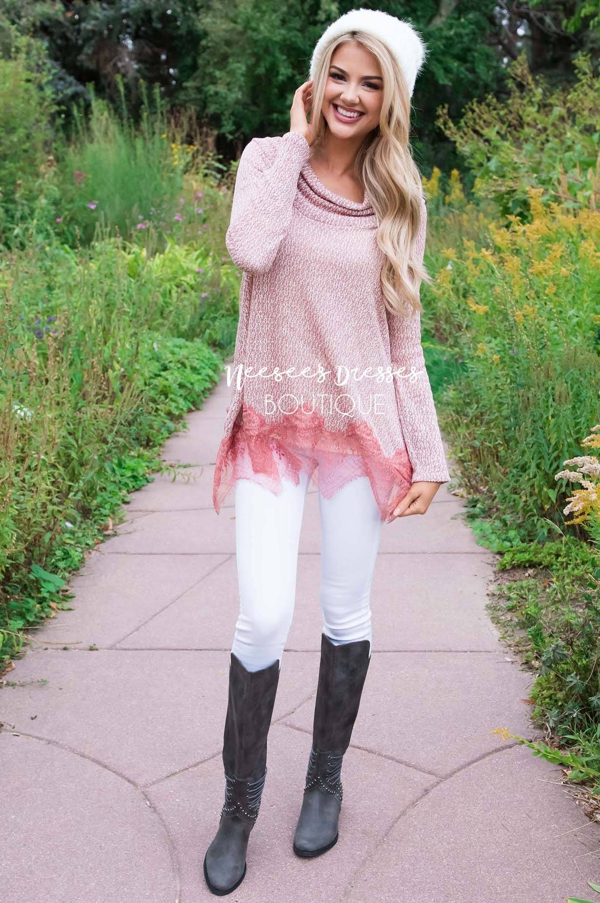 Lessons In Love Lace Trim Sweater