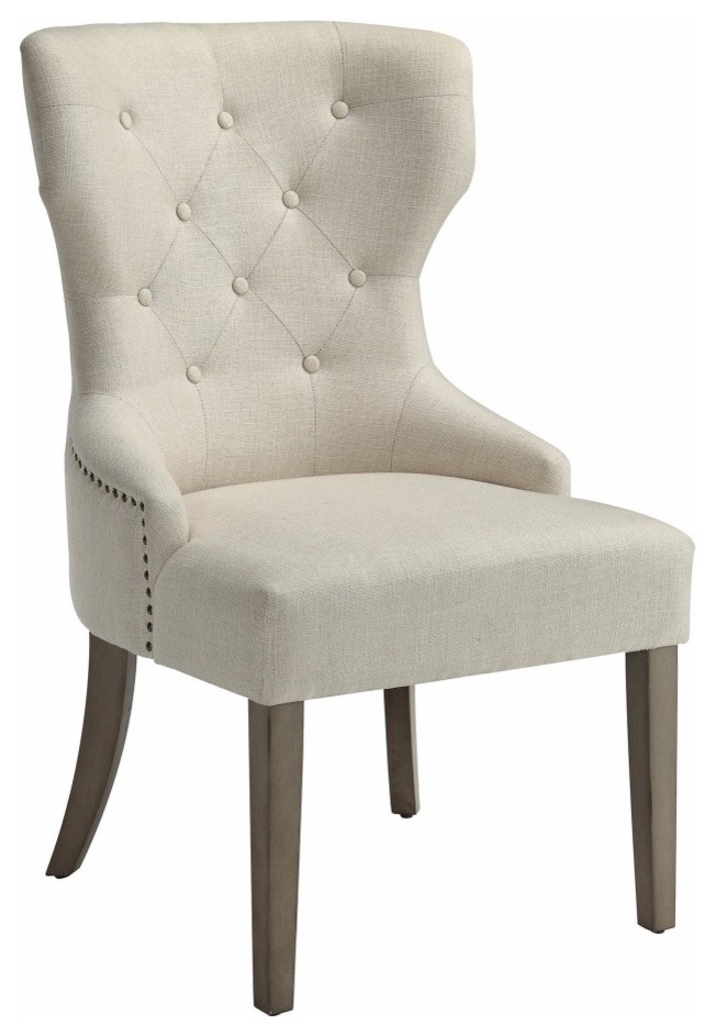 Luxurious And Comfy Button Tufted Dining Chair  Beige   Transitional   Dining Chairs   by Decor Furniture Store  Houzz