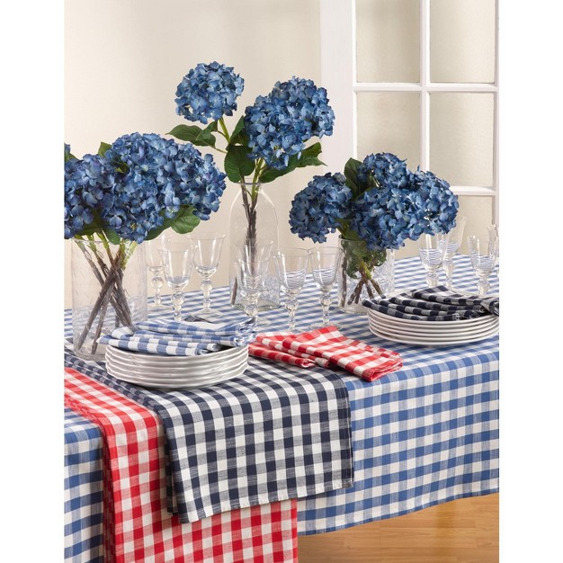 Saro Lifestyle Classic Picnic Summer Cotton Gingham Plaid Design Tablecloth