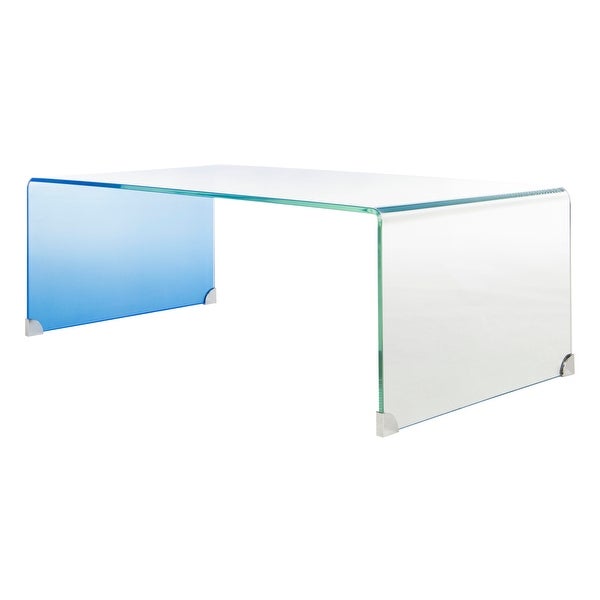 SAFAVIEH Crysta Ombre Glass Coffee Table-Clear / Blue - 47.2