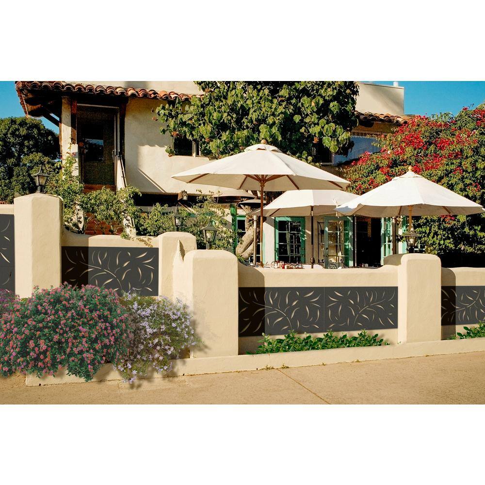 OUTDECO 23.75 in. x 48 in. Black Meadow Hardwood Composite Decorative Wall Decor and Privacy Panel USADLT3-BL