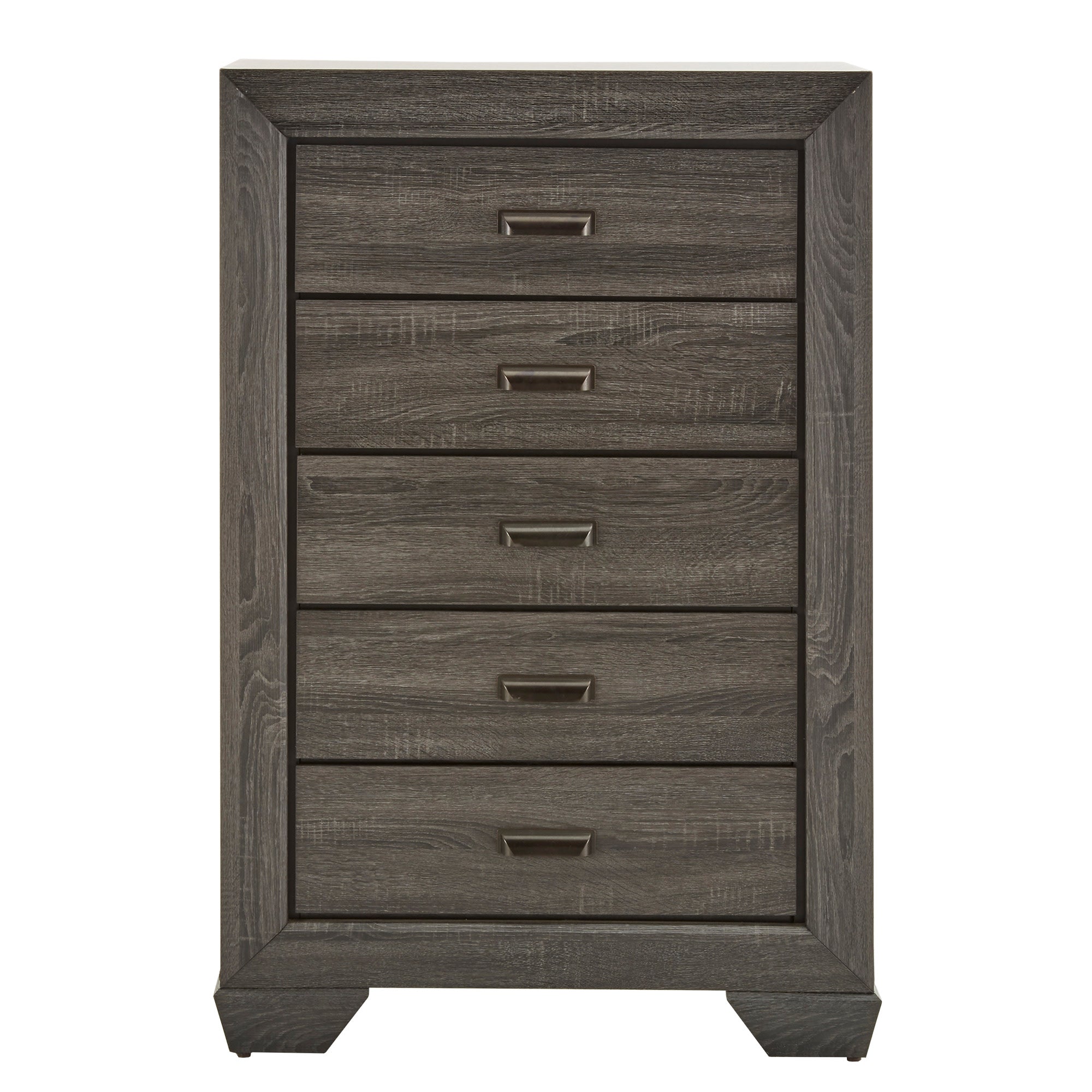 Weston Home Ailsa Transitional 5 Drawer Wood Panel Dresser, Gray