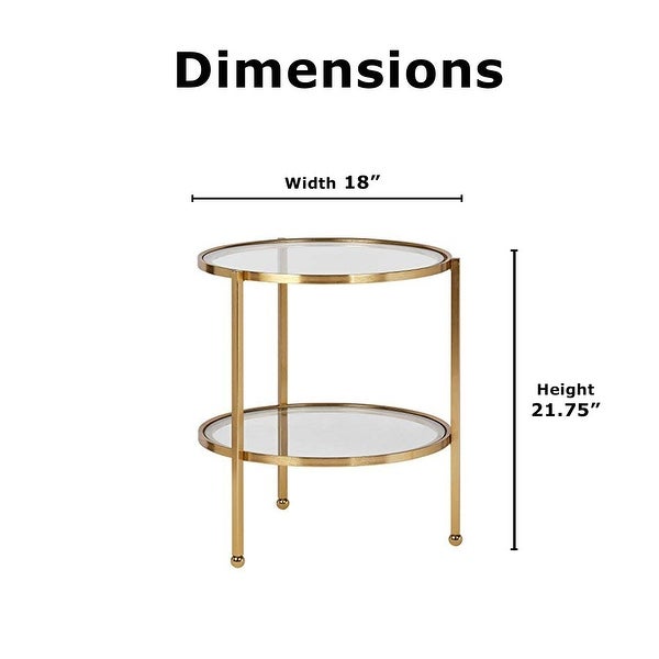 Adore Decor Addison Modern Glass and Metal Side Table， Decorative Small Accent for Living Room， 18