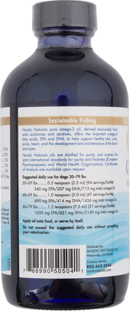 Nordic Naturals Omega-3 Pet Liquid Supplement for Medium and Large Dogs