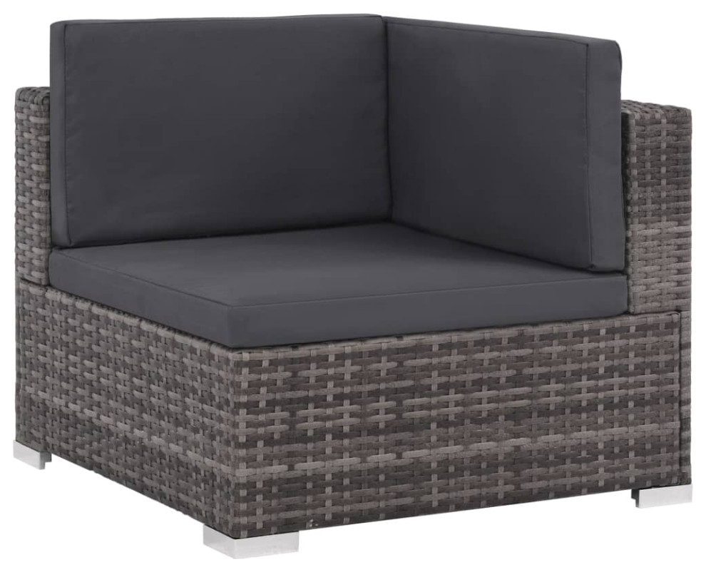 vidaXLPatio Sofa Set Sectional Sofa Outdoor Furniture 8 Piece Poly Rattan Gray   Tropical   Outdoor Lounge Sets   by vidaXL LLC  Houzz