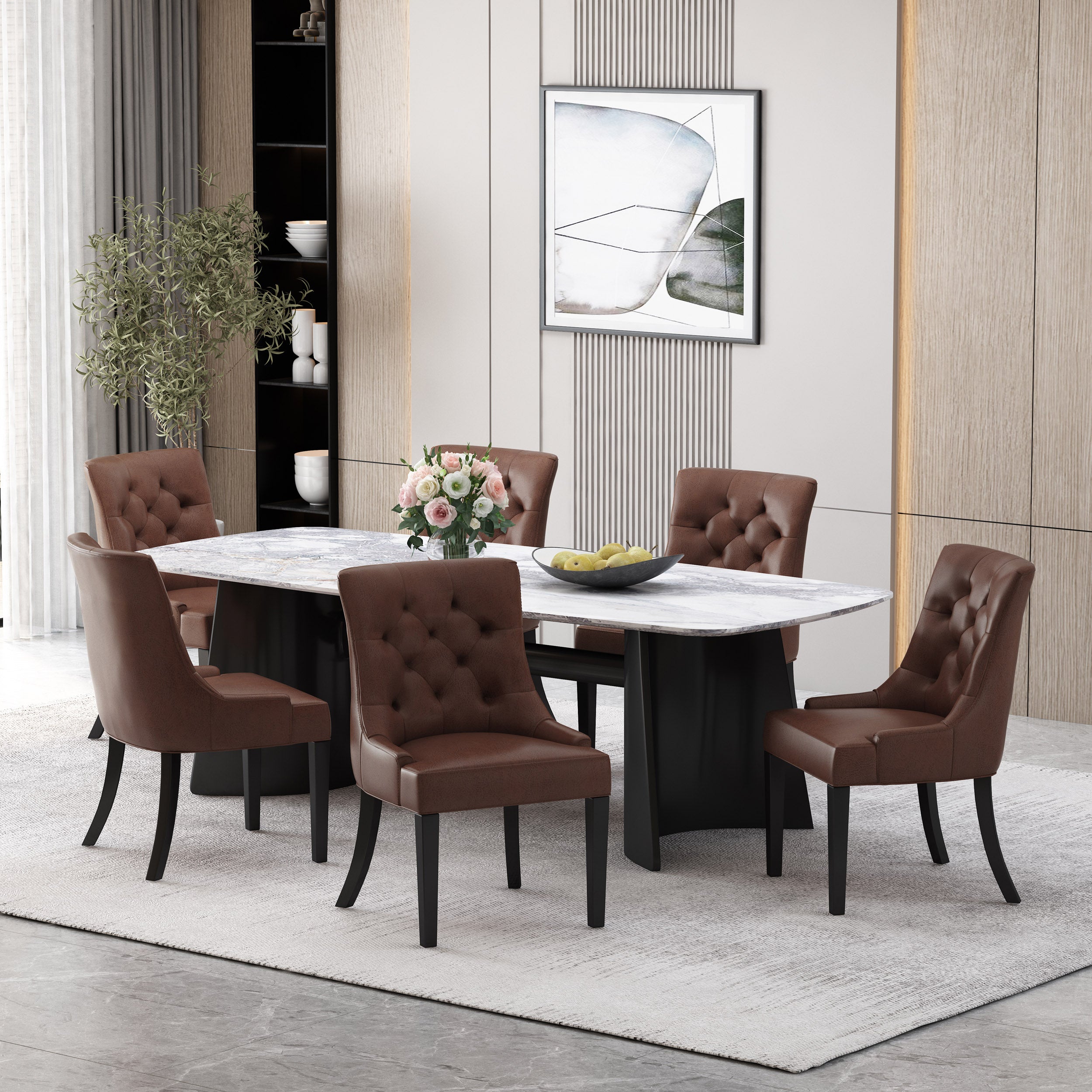 Maggie Contemporary Tufted Dining Chairs, Set of 6