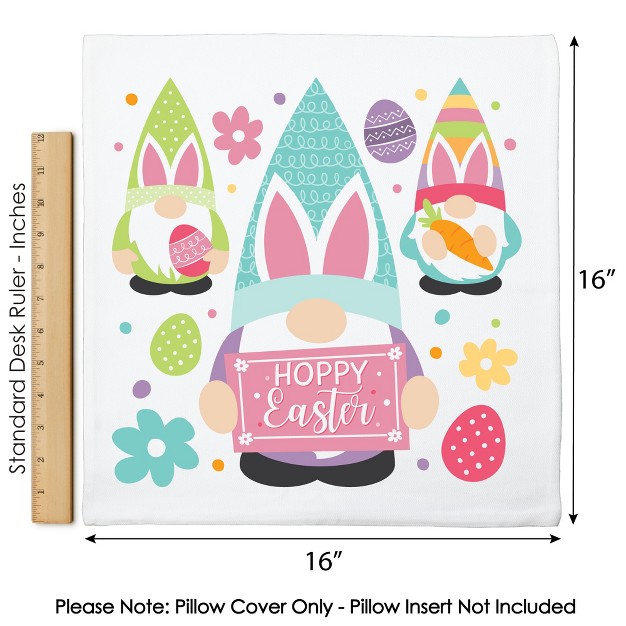 Big Dot Of Happiness Easter Gnomes Spring Bunny Party Home Decorative Canvas Cushion Case Throw Pillow Cover 16 X 16 Inches